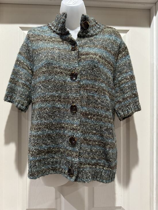 Liz Claiborne Sweaters - Liz Claiborne Button Up Short Sleeve Knit Sweater Multicolor Color Size L